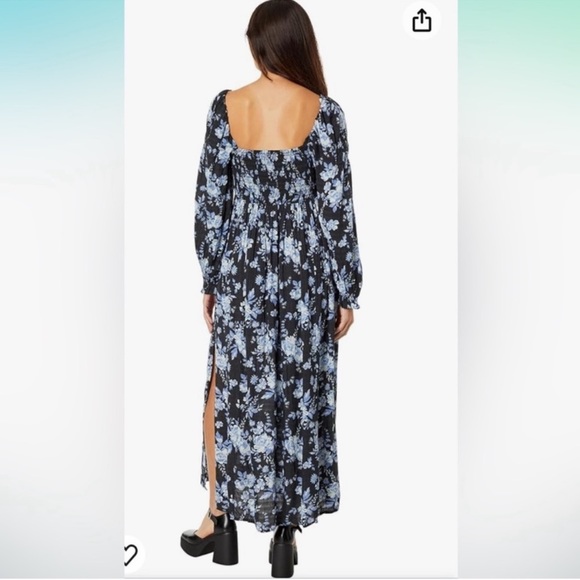 NWT Free People Jaymes Floral Print Square Neck Long Sleeves Midi Dress - Picture 8 of 14